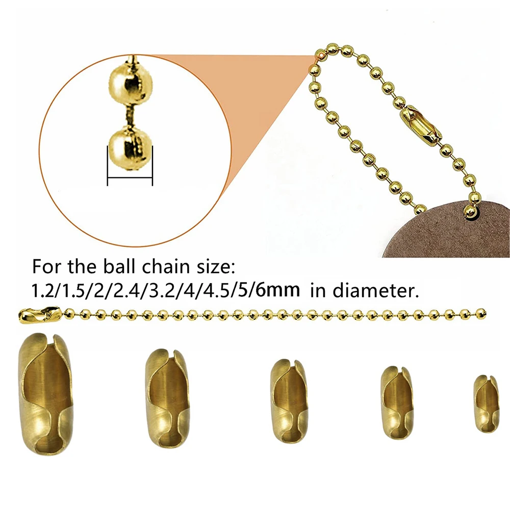 Goldfarbene Edelstahl-Kugelketten-Verbindungsverschlüsse für DIY-Halsketten, Armbänder und Schmuckherstellung, 50 Stück/Los – Detail 2