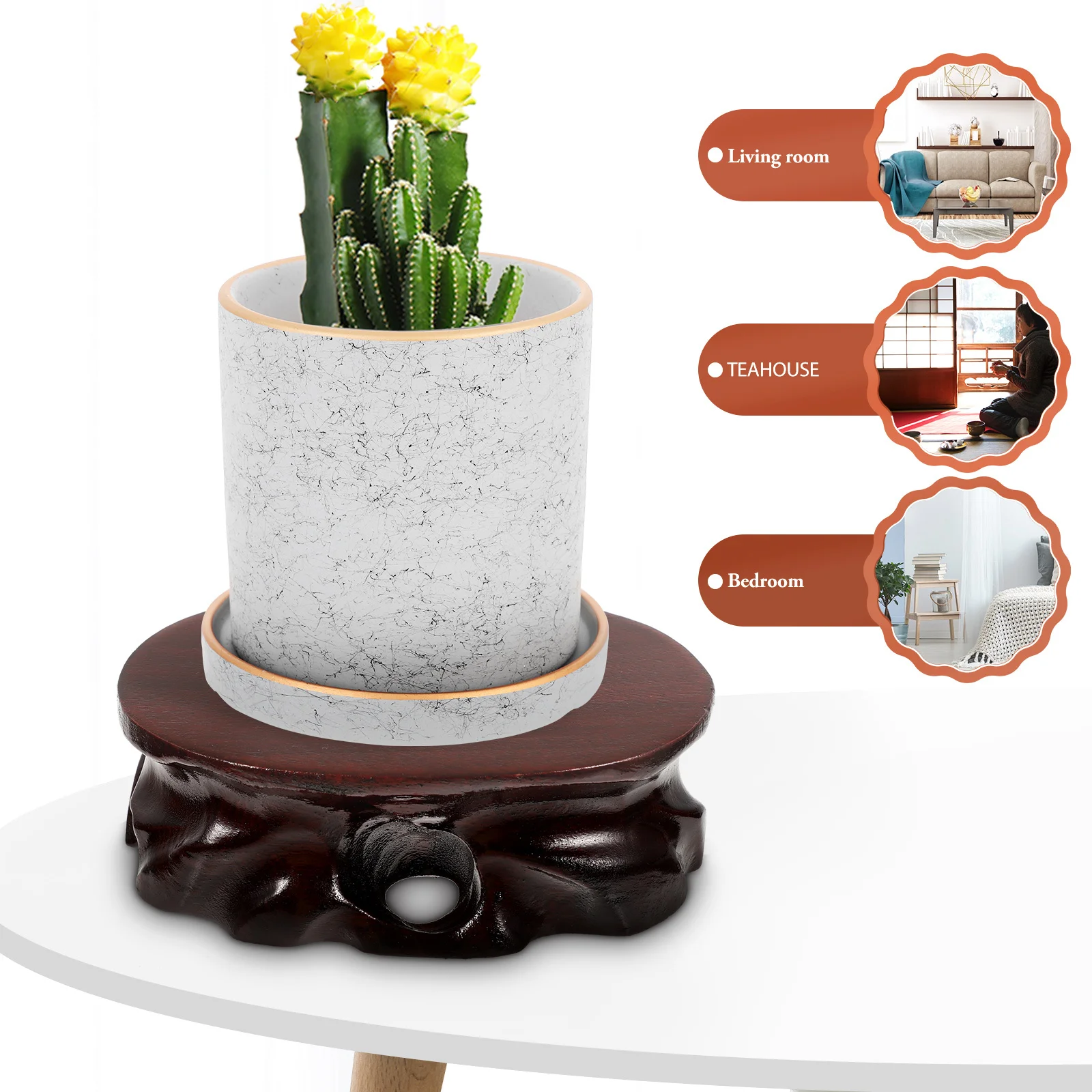 

Wood Display Base Stand for Vase Teapot and Handicrafts Stable Tabletop Wooden Base for Indoor Decor Coffee Shop Meeting Room