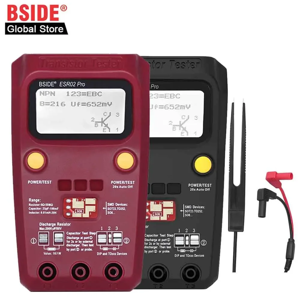 BSIDE Digital Transistor Tester SMD Components Diode Triode Resistor Capacitor Inductor Meter Multimeter ESR02 PRO