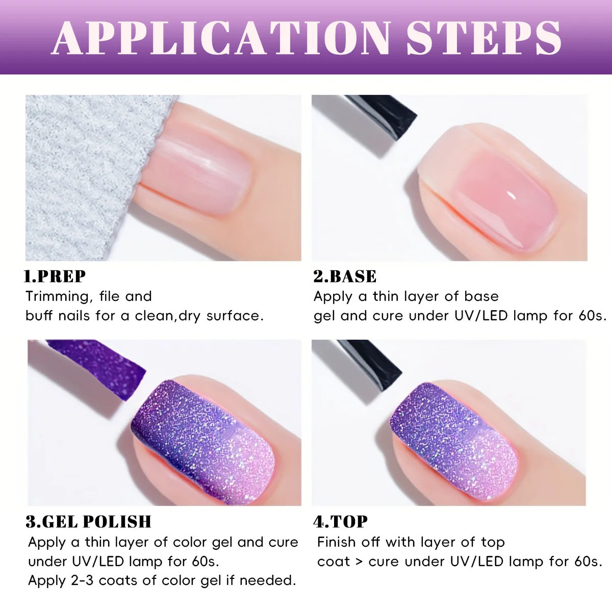 VOKY 6-Piece Set of Temperature-Changing Nail Glue Kit, UV/LED Curing, Suitable for Girls' DIY at Home Nail Salon