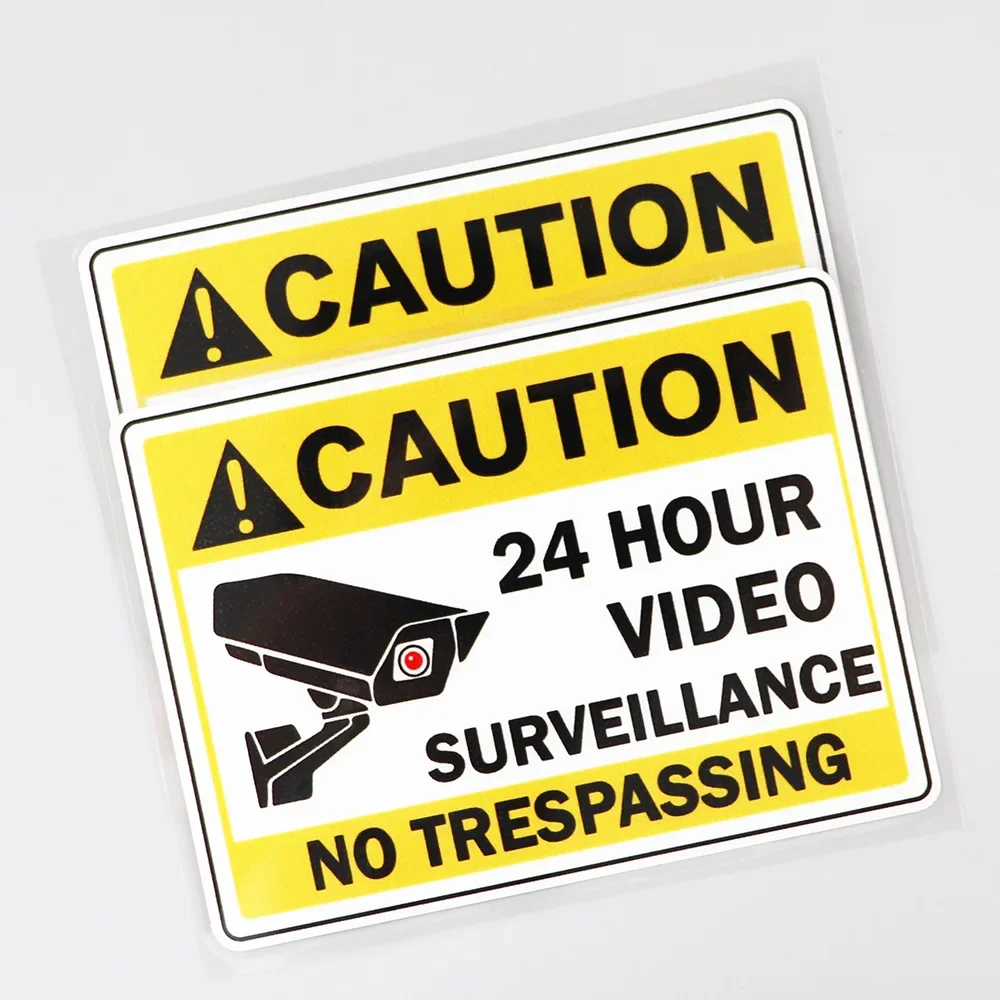 Decal Caution 24 Hour Video Surveillance PVC Car Sticker 13.8CM×9.9CM,KK