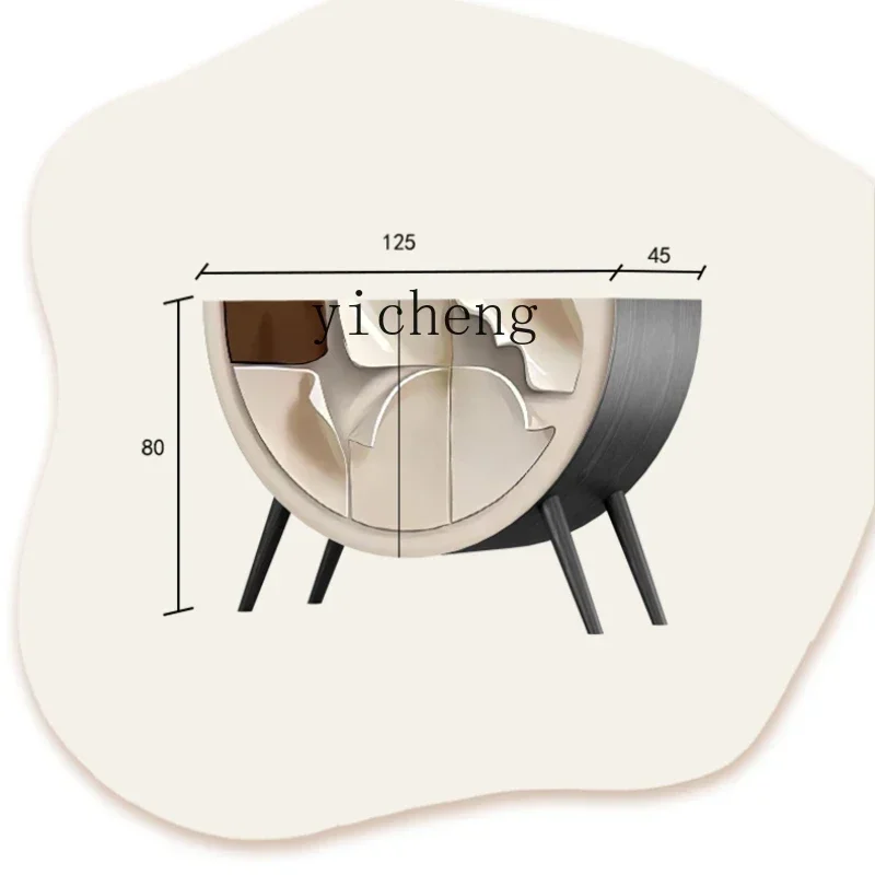 

light luxury round solid wood dining side cabinet household living room decoration vertical cabinet storage entrance cabinet