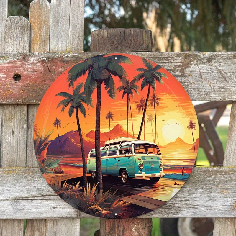 

Aluminum Metal Sign The Summer Vibes Sign Features A Bus With Palm Trees And Palm Trees VW Suitable For Various Scenarios