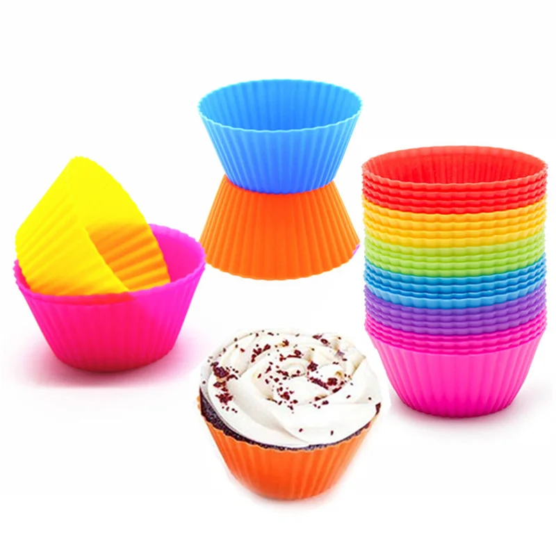 500Pcs/Lot 7cm Silicone Soft Round Cake Muffin Chocolate Cupcake Liner Baking Cup Mold Wholesale