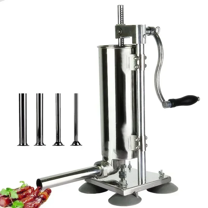 4LSausage Stuffer Homemade Manual Stainless Steel Sausage Stuffer Machine Sausage Maker Filling Sausage Filler Kitchen MeatTool