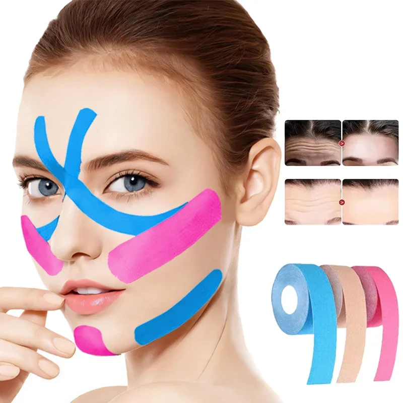 2.5CM*5M V Line Kinesiology Tape For Face Neck Eyes Lifting Wrinkle Remover Sticker Tape Facial Skin Care Tool Bandagem Elastic