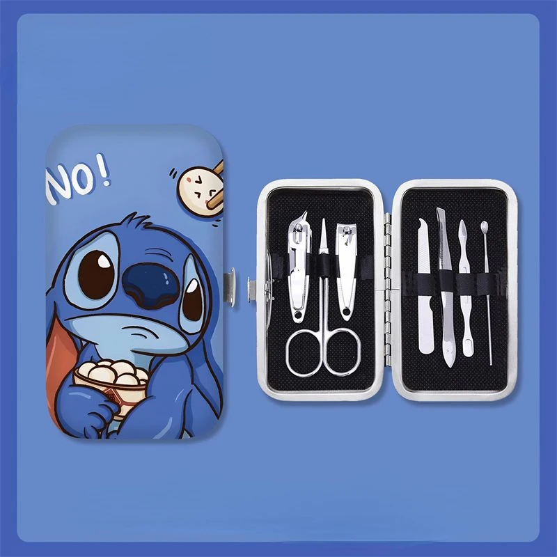 Stitch Mickey Disney series cute personalized cartoon pattern portable stainless steel manicure tools nail clipper ear scoop set