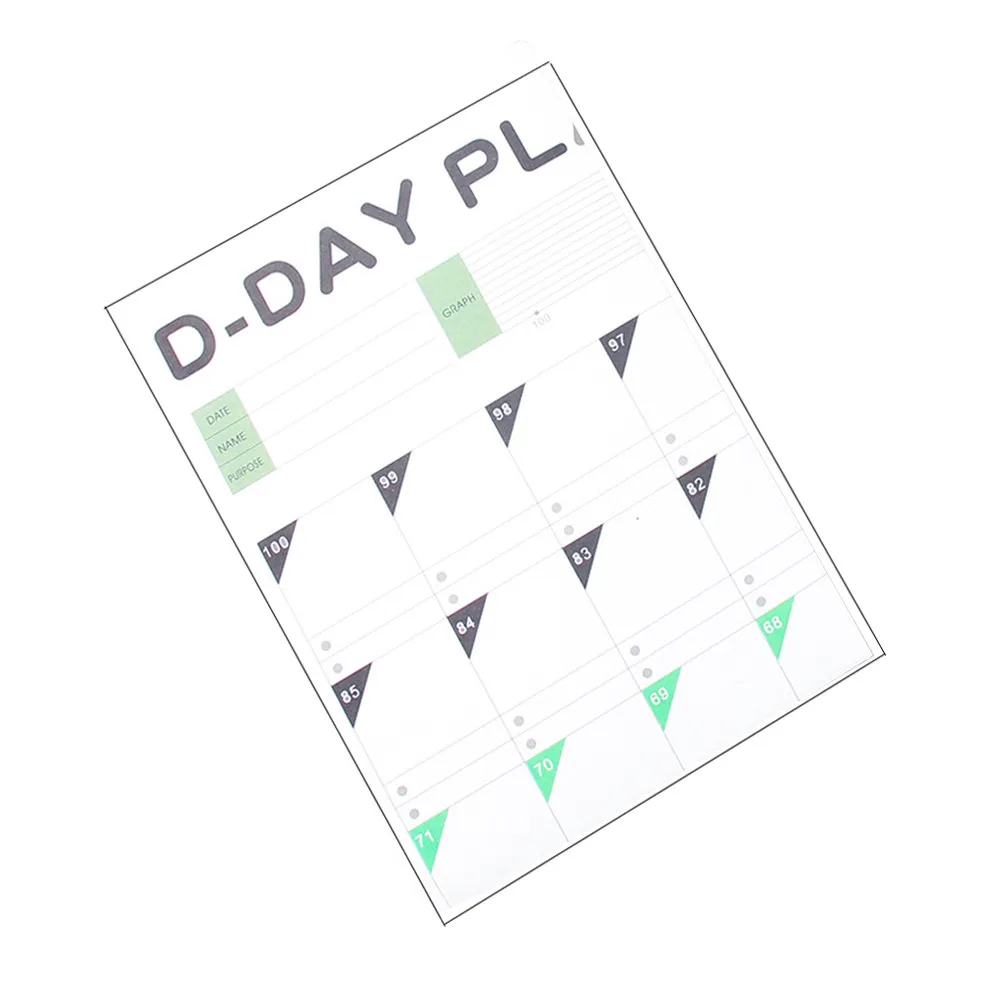 100 Day Countdown Calendar Learning Schedule Periodic Planner Table Compact Lightweight Portable Daily Tracker for Study Work