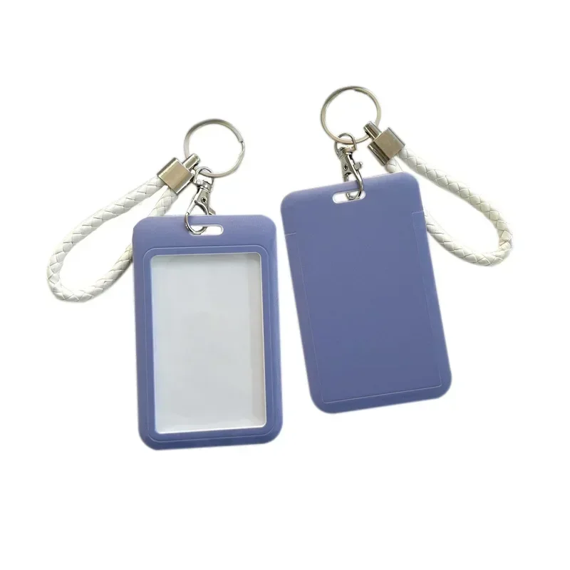 1 Piece Keychain Student Card Holder Simplicity Solid Color Series Business Work Card for Women Kpop Idol Photocard Holder