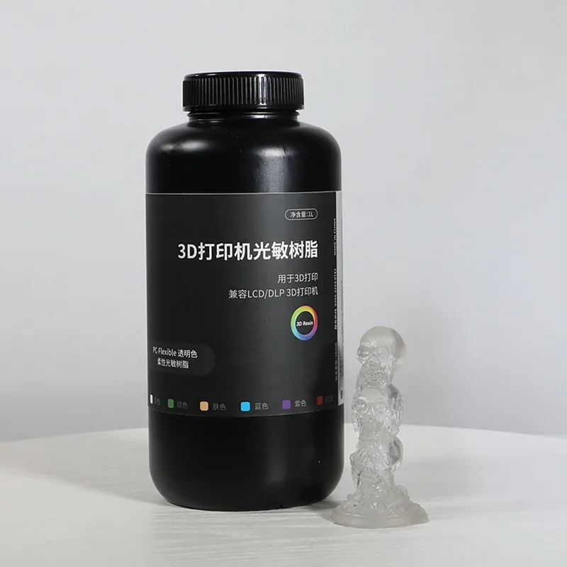 1KG Flexible Photopolymer Resin, High Precision UV Light Curing Material for Desktop SLA 3D Printing