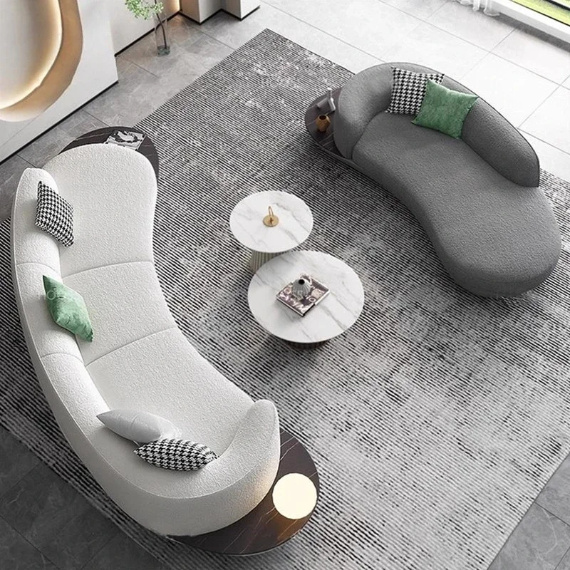 New Nordic Modern Light Luxury Lamb Fleece Curved Multiplayer Creative Leisure Sofa