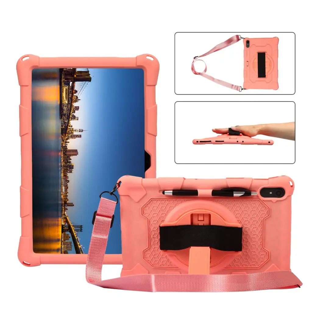 For Samsung Galaxy Tab S7FE T730 12.4 2022 For Sam Tab S8+ SM-X800 Silica gel Hand-held Stand With Shoulder Straps Tablet Cover