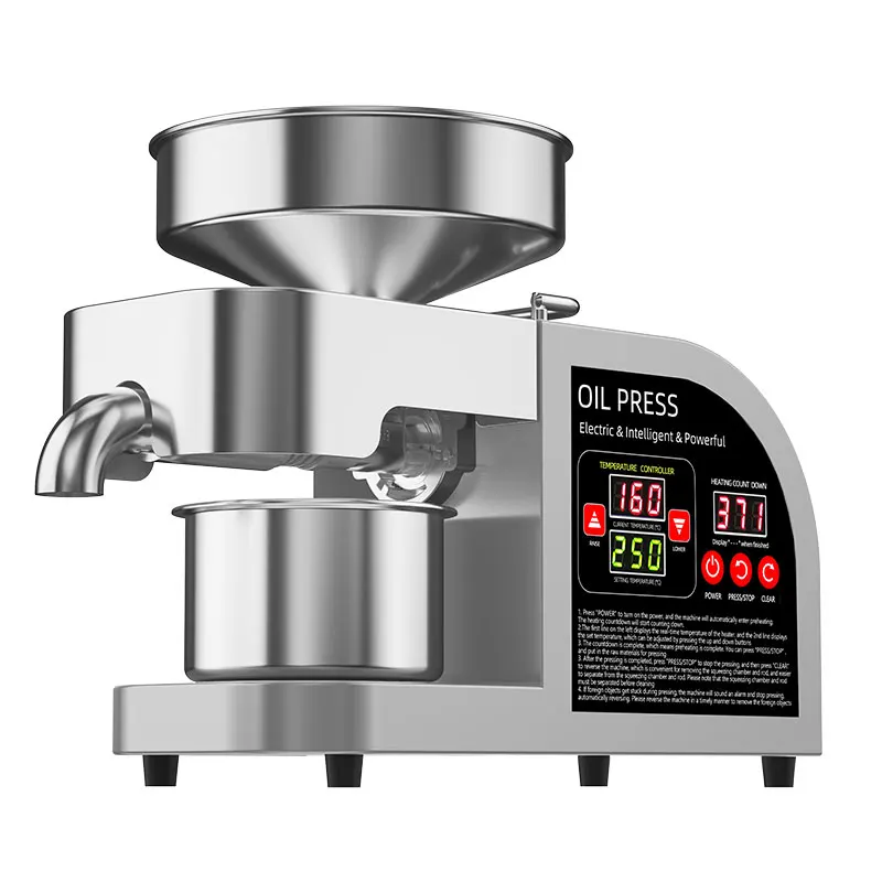 SIHAO 2-in-1 Automatic Oil Press Machine 304 Stainless Steel Cold Hot Press for Home Business Electric Oil Expeller for Peanut
