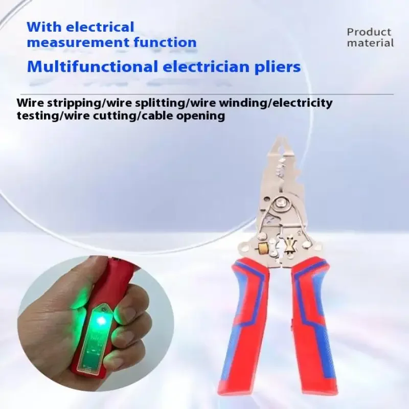 Multifunctional Wire Stripper With Electrical Test Pen Foldable Cable Cutter Crimper Tool, Electrical Folding Pliers For Cutting