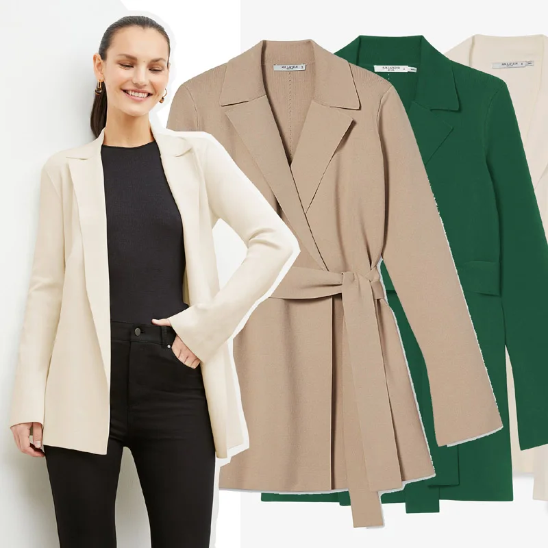 

Elegant Casual Mid-Length Women's Suit Jacket Pure Color Curved Bead Luxury Brand Spring Summer Fashion Commute Style