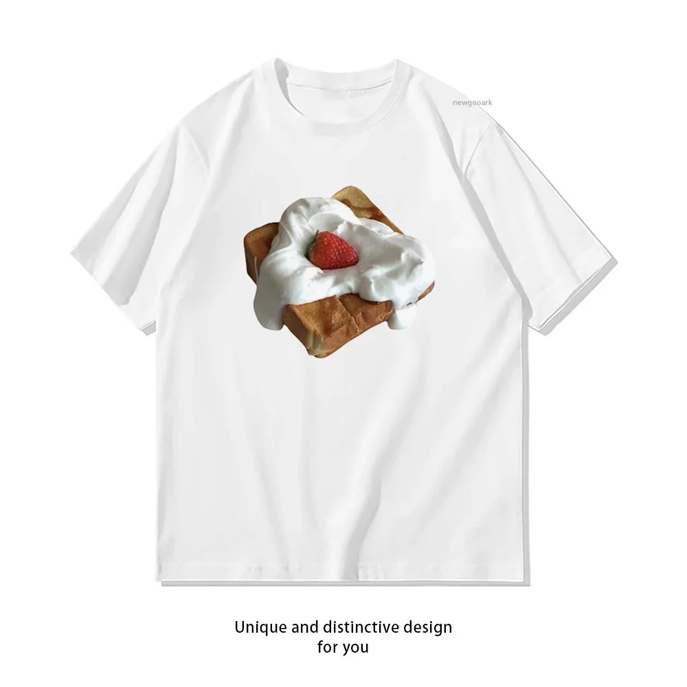 Strawberry Toast t-shirt woman man Casual cotton graphic t shirts Adult streetwear camisetas tops tee Short-sleev O-neck