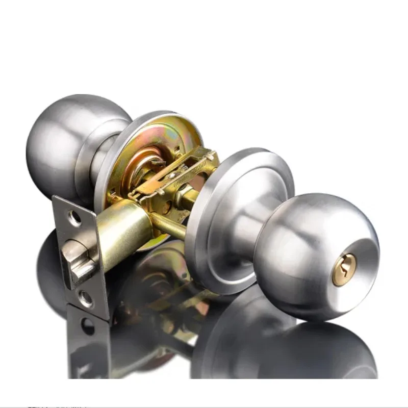 Picture 4: Stainless Steel Round Ball Door Knob Set Knob Handle Handle Lock With Key for 25mm-45mm Door Hardware Sliver for Bathroom