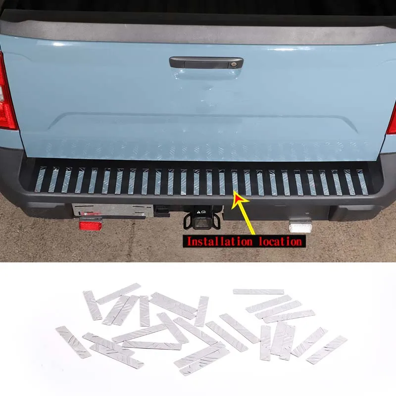 

For 2022 Ford Maverick Aluminum alloy Silver Car Styling Car Rear Bumper Footrest Scratch Resistant Sequin Sticker Auto Parts