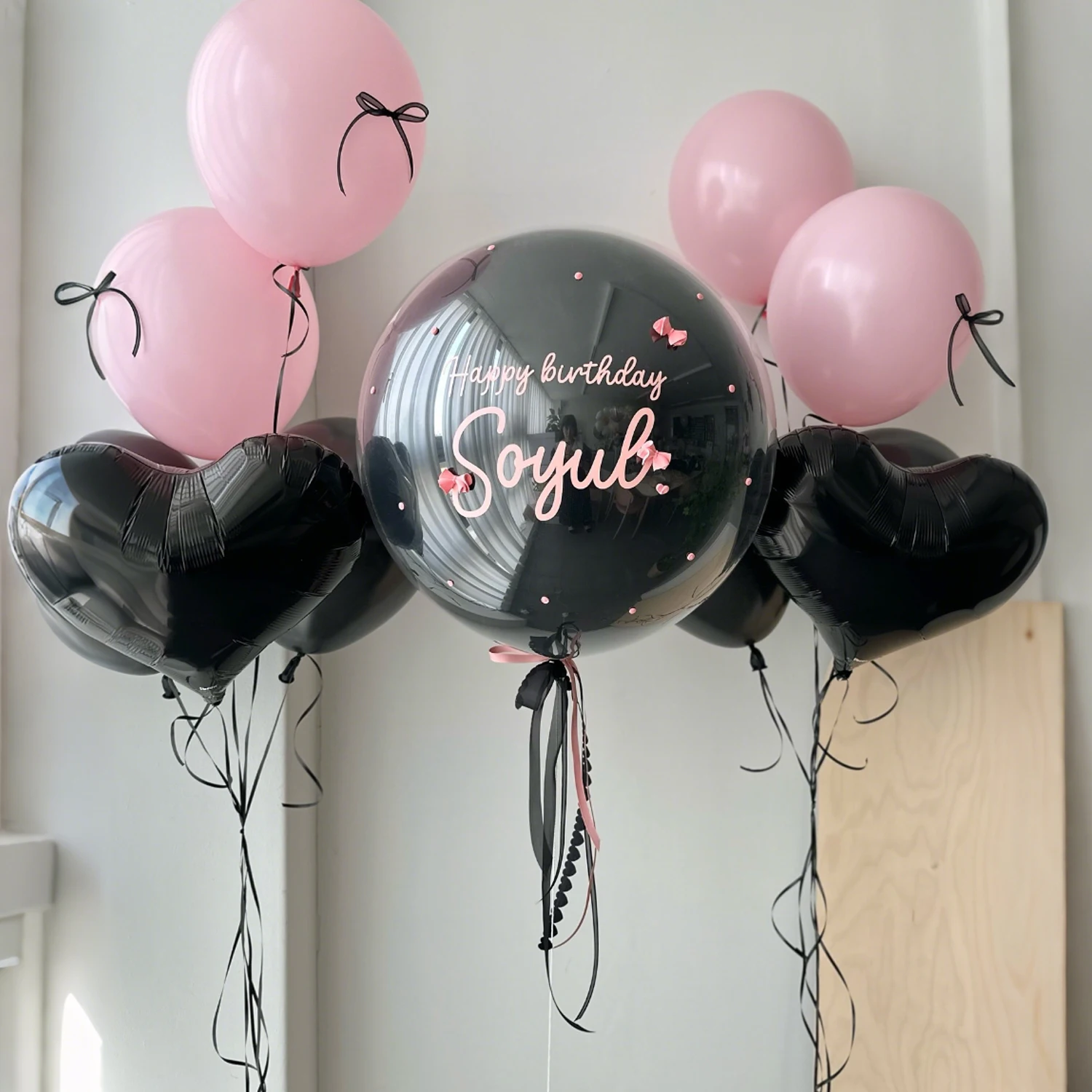 45 sztuk różowy balon lateksowy czarny zestaw balonów numerycznych różowy motyl przyjęcie urodzinowe, dekoracja rocznicowa (0-9) — zdjęcie 4