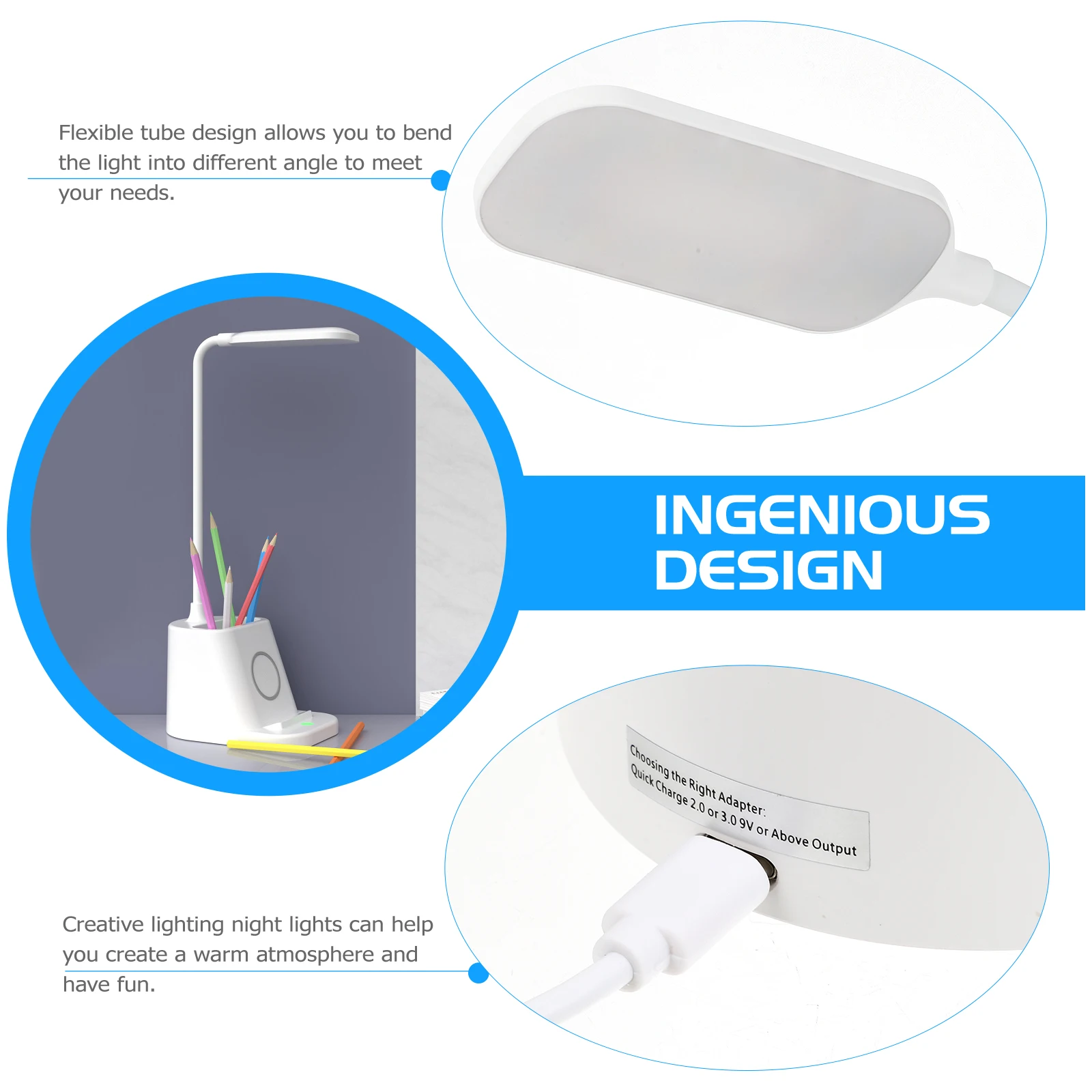 

Desk Lamp Holder LED Light Lamp With Wireless Wireless Small Night Light for Home Decor ABS Material Flexible