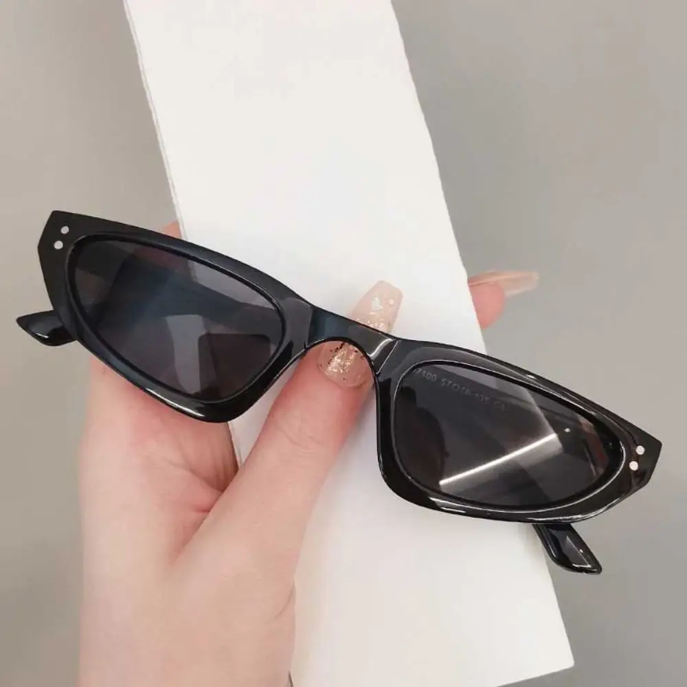 2024 Triangle Cat Eye Sunglasses Retro Hip Hop Glasses Narrow Frame Sun Glasses UV400 Shades Small Rectangle Eyewear Outdoor