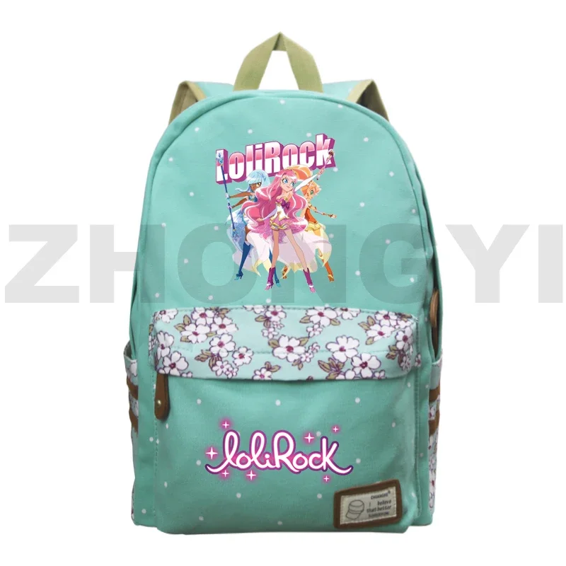 

New Canvas LoliRockstar Backpack for Teenager Girls Harajuku LoliRock Schoolbags Fashion Floral Women Packbag Japanese Anime Bag