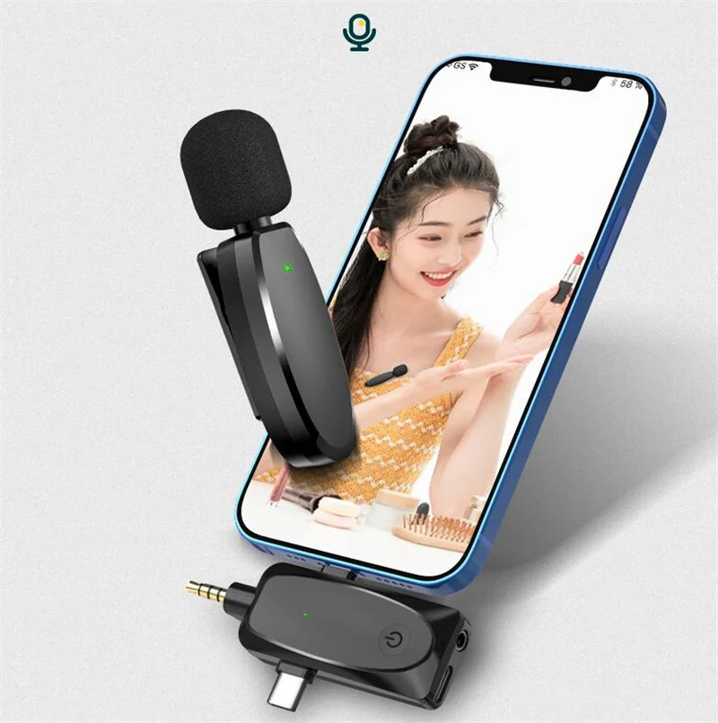 Vandlion 3ใน1 Wireless Live Lavalier ไมโครโฟนมินิ3พอร์ตการบันทึกแล็ปท็อปไมโครโฟนไร้สายสำหรับกล้องโทรศัพท์ Vlog K24