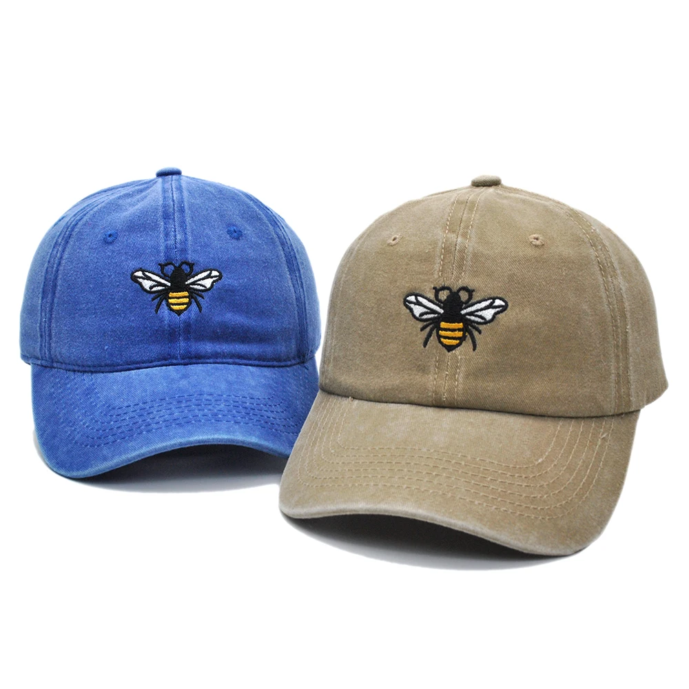 Bee Dad Hat Embroidered Distressed Baseball Cap Bumble Bee Hat Summer Lover Hats