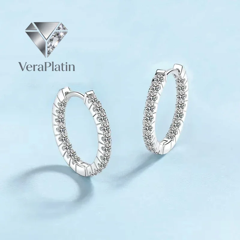 

VeraPlatin Girl Birthday Gift 18K White Gold Wedding 0.9CT Moissanite Diamond Women Engagement PT950 Platinum Valentine's Day Ho