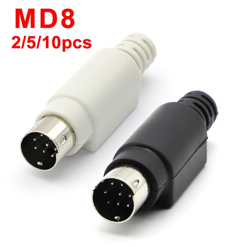 

2/5/10pcs MD8 Mini Din 8 pin Male Plug Connector With Plastic Handle Adapter PLC Application Soldering Cables S Terminal DIY