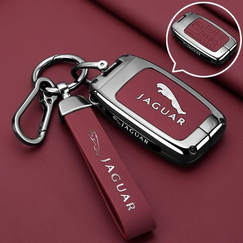 Funda de cuero y aleación de alta gama para llave de coche Jaguar XEL E-PACE 2019, Jaguar XE, E-Pace, XF, F-TYPE, XJ, C-X16, accesorio para llavero
