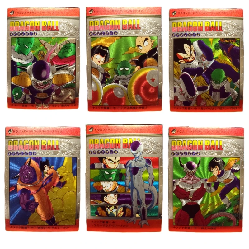 

12pcs/set Dragon Ball Son Goku Frieza Animation Characters Comic Style Refraction Flash Card Anime Classics Game Collection Card