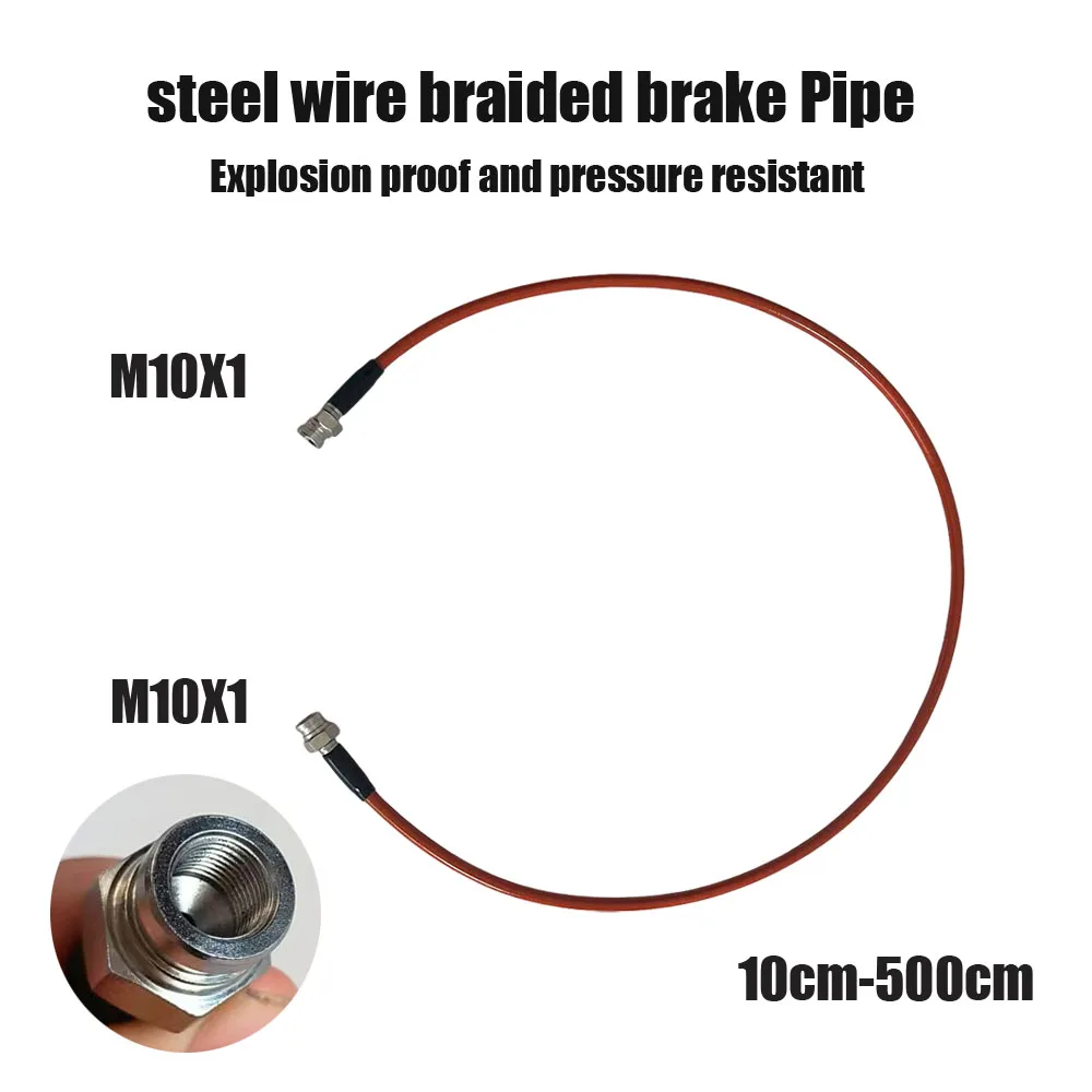 Automotive Hydraulic Brake Hose M10X1mmFemale Steel Wire Braided Brake Pipe Clutch Oil Pipe Corrosion Resistance Resist Fatigue