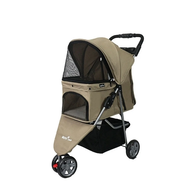 

Memory Foam Cushion 3 Wheel Luxury Foldable Pet Stroller for Small Animals