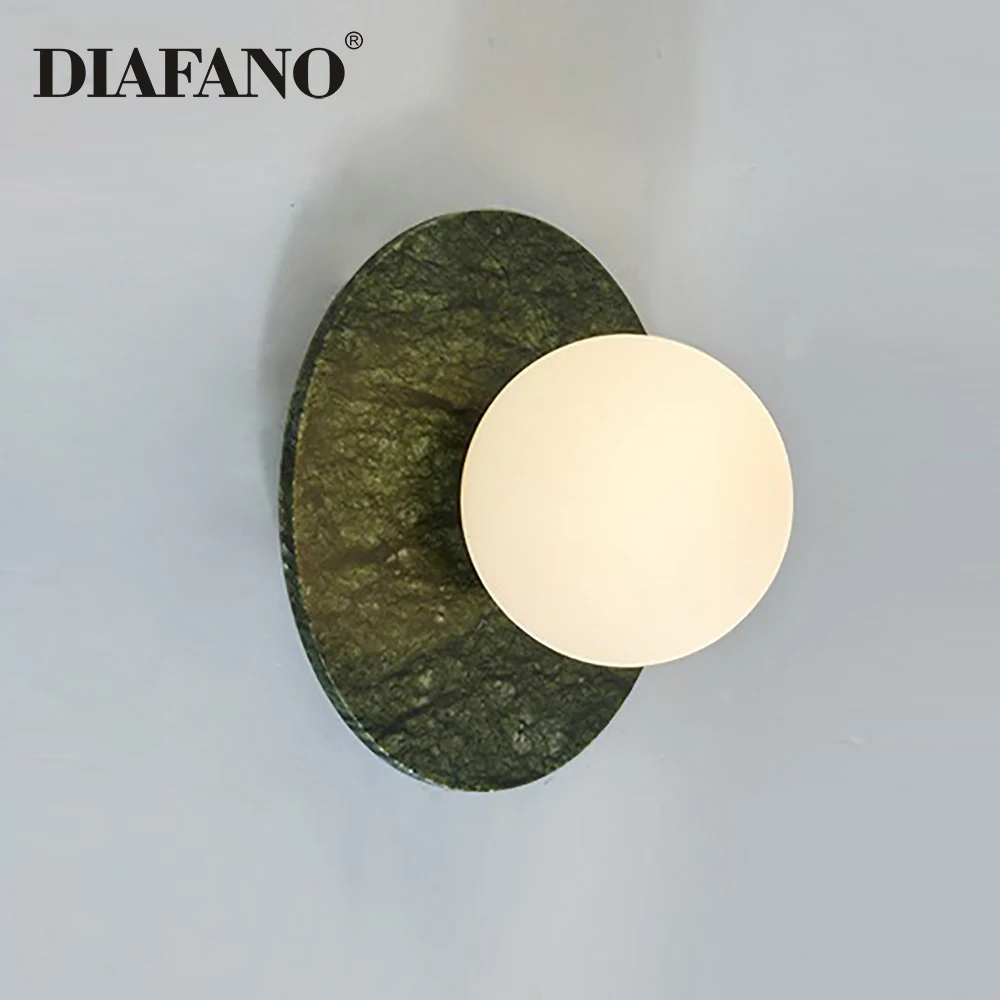 

Luxury Green Marble Wall Lamp Led Living Room Home Deco Circular Wall Lights Foyer Bedside Hotel Corridor Sconce G9 Lighting ﻿