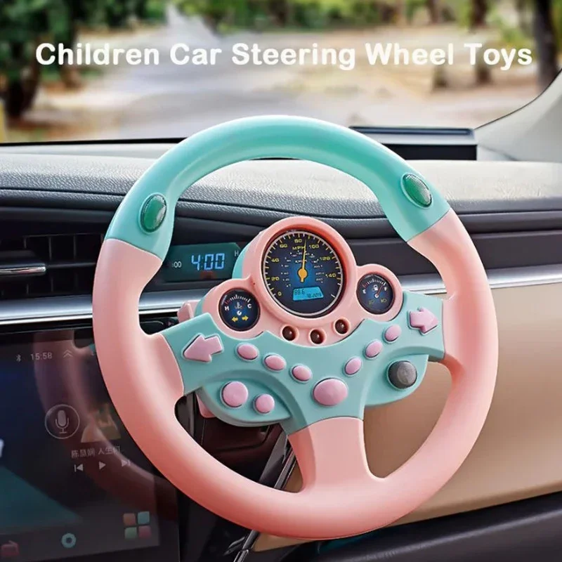 Kids Steering Wheel for Backseat Simulated Driving Steering Wheel Toy with Light Music Preschool Toys Pretend Driving Toy Gifts