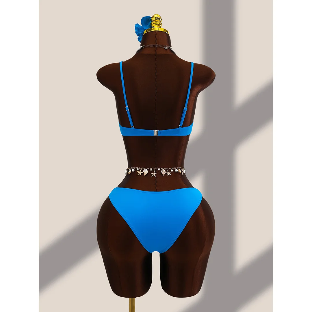 3-teiliges Set mit Rüschenrock, Bügel-Bikini, Damen-Badeanzug, Damen-Bademode, dreiteiliges Bikini-Set, Badebekleidung, Badeanzug, Schwimmbekleidung V7683H – Detail 23