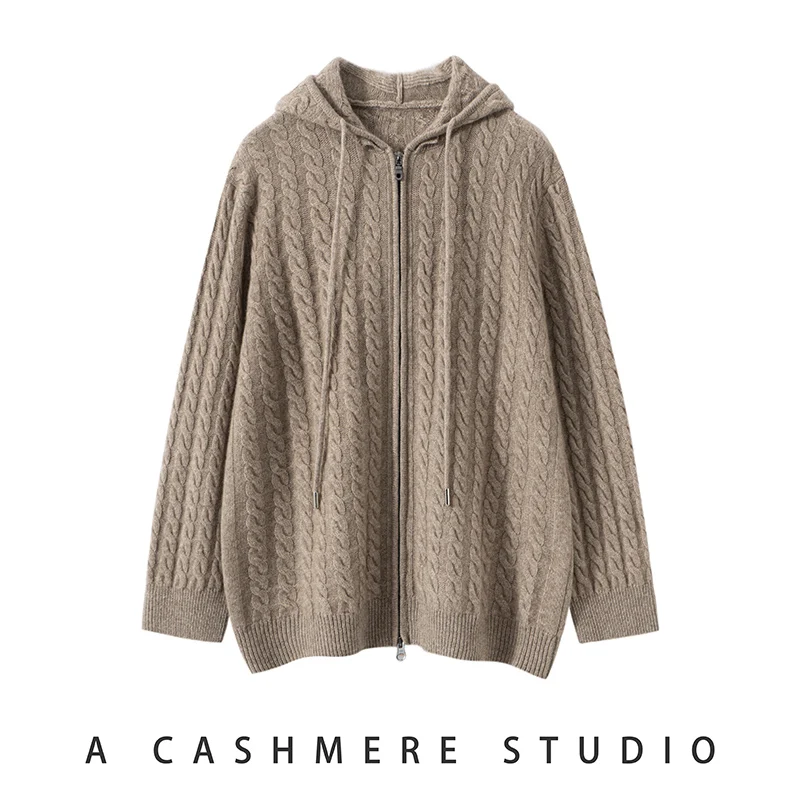 

Choice 100% Cashmere Sweater Women Autumn Winter Cardigan Zipper Casual Long Sleeve Coat Knitwear High Quality Hoodie Clothes