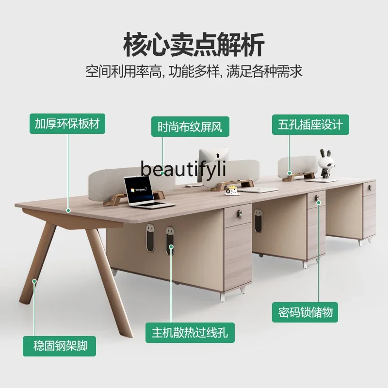 E153 Office Desk Employee Position Modern Simple Office Card Position Opposite Work Position Office Desk and Chair Combination