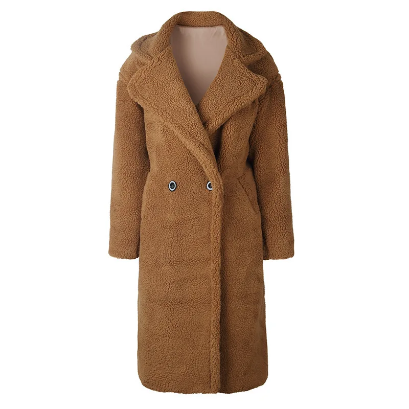 Imitation Fur Long Coat New Warm and Thickened Lamb Hair Coat Coral Fleece Women