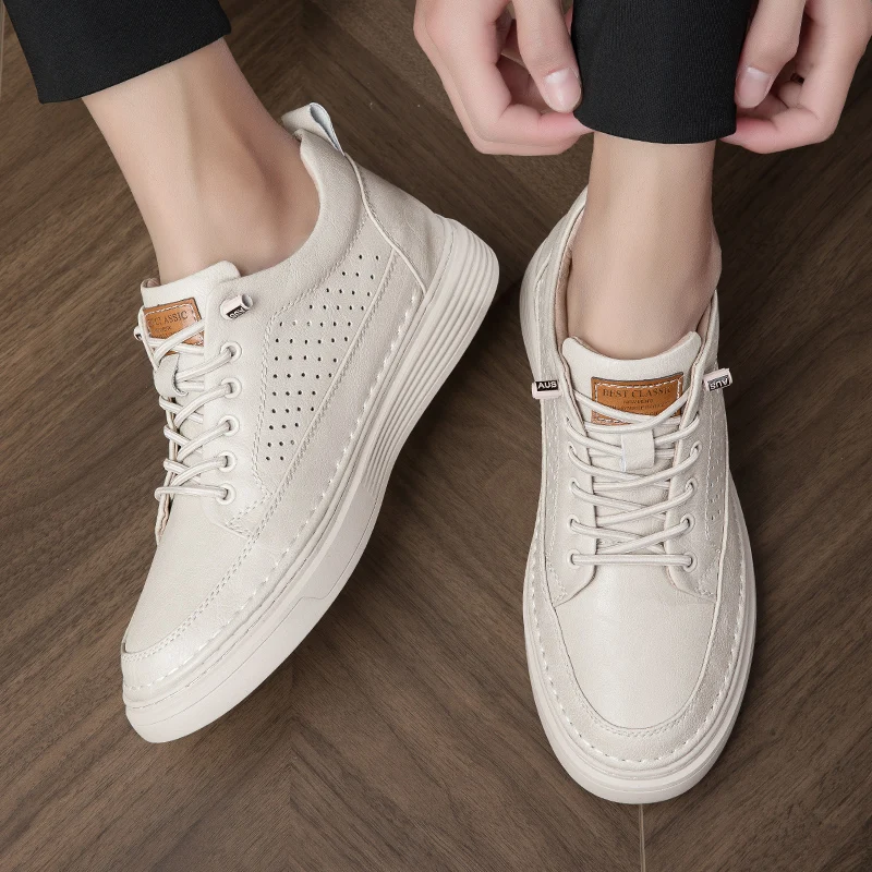 New Summer/Winter Men Elevator Shoes Casual Men Sneakers Hollow/fur Leather Leisure Designer Shoes Height Increase Taller Shoes