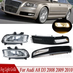 R-AUTO Car Fog Light Grille For Audi A8 D3 2008 2009 2010 Front Bumper Frame Grille Lower Grille 4E0807681AN 4E0807682AN