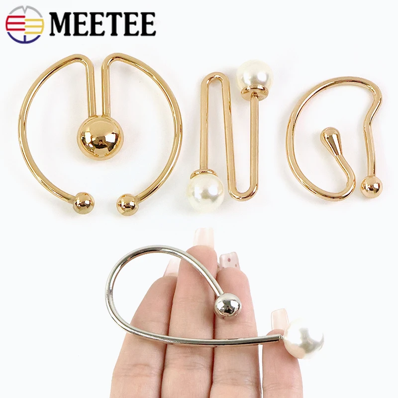 2/5/10Pcs Metal Ring Buckles U-shaped Detachable Decorative Clasp Irregular Spiral Button Shirt Collar Swimsuit Connection Hooks
