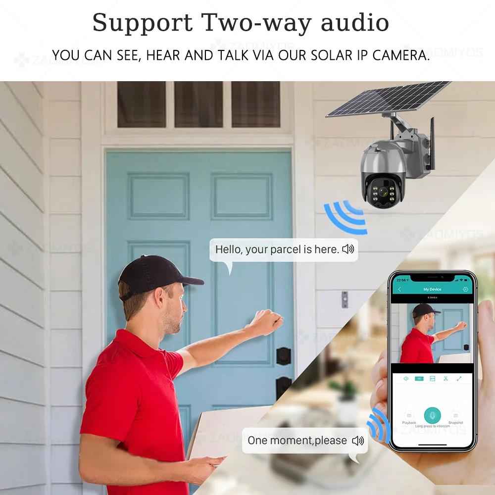 Câmera de vigilância IP solar, câmera de vídeo sem fio, PTZ ao ar livre, proteção de segurança da bateria, cor impermeável, WiFi, 1080p, Top 4G, CCTV