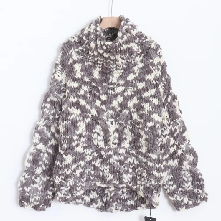 

Warm Wool Blend Thi Yarn Loose Casual Women's Sweater High Ne Autumn Winter Knitwear Comfortable Breathable Long Sve