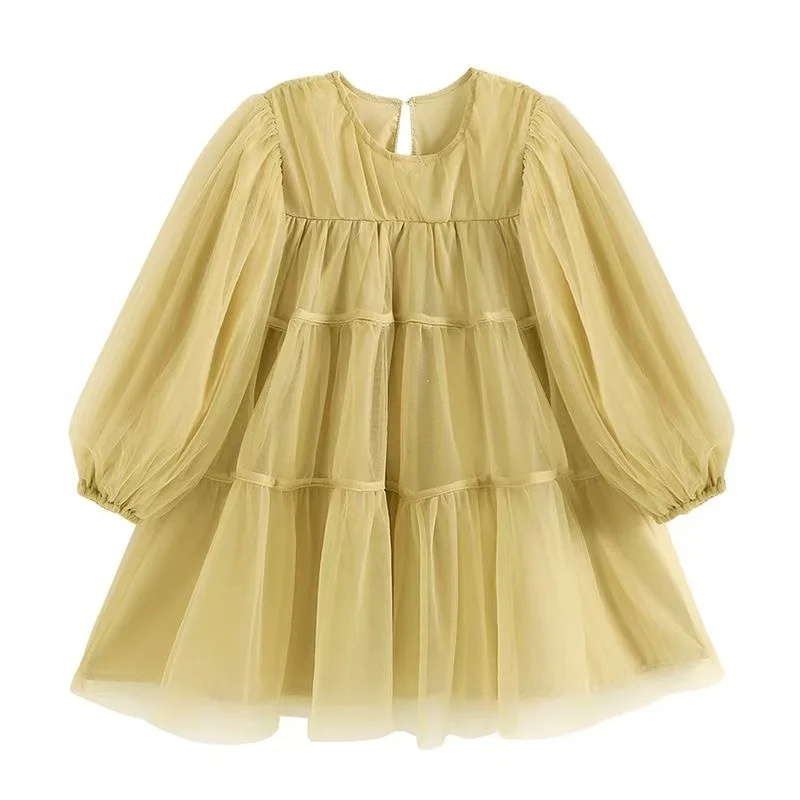 

Girl Princess Dress Spring and Autumn New Children's Baby Long Sleeve Sweet Mesh Dress 90-140cm