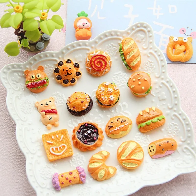 Resin food game simulation bread dessert DIY mobile phone shell hairpin accessories doll house toys family ornaments