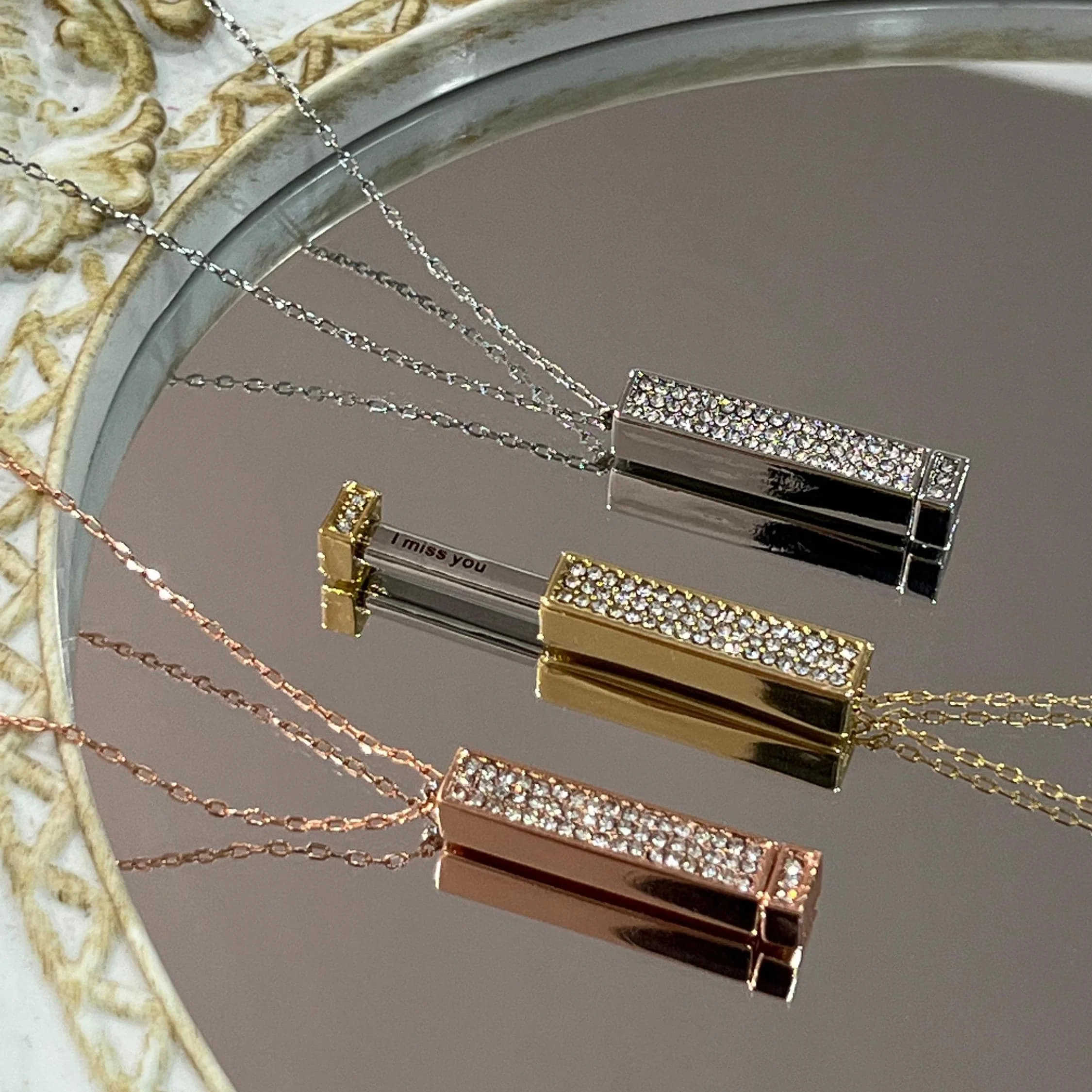 Engraved expandable 3D bar necklace, customizable cube pendant necklace, hidden message, personalised gift