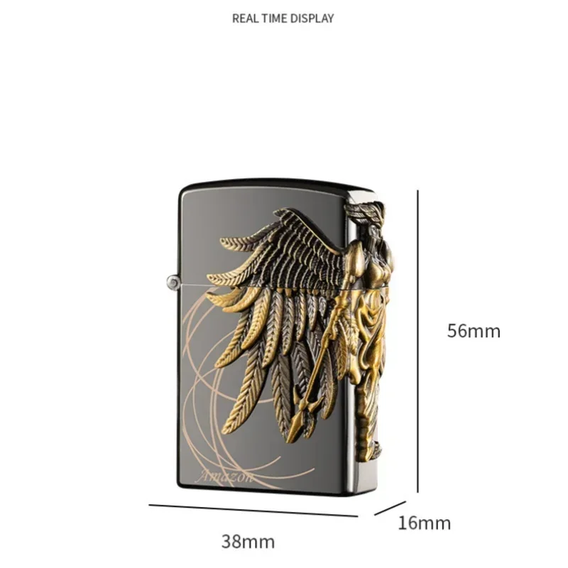 Metal Angel Embossed Torch Lighter Windproof Blue Jet Flame Butane Gas Lighters for Men\'s Gift Cigarette Accessories