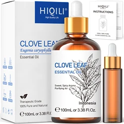 HIQILI 100ML Clove Leaf Essential Oils, 100% Pure Nature for Aromatherapy, Diffuser, Humidifier, Massage, Improve Digestion